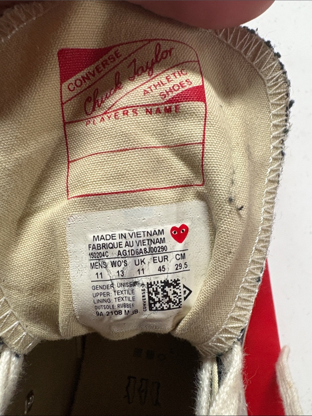Converse Red and Cream High-Top Sneaker with Heart Logo - Picture 2 of 7